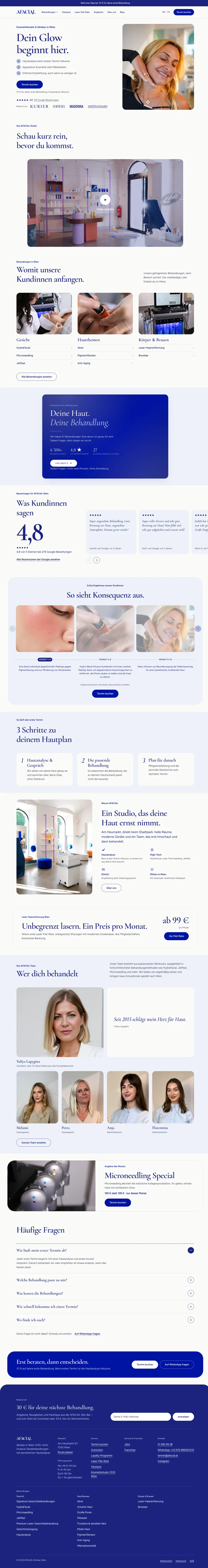 Neue AFACIAL-Startseite auf WordPress, seit 30.09.2026, ganze Seite