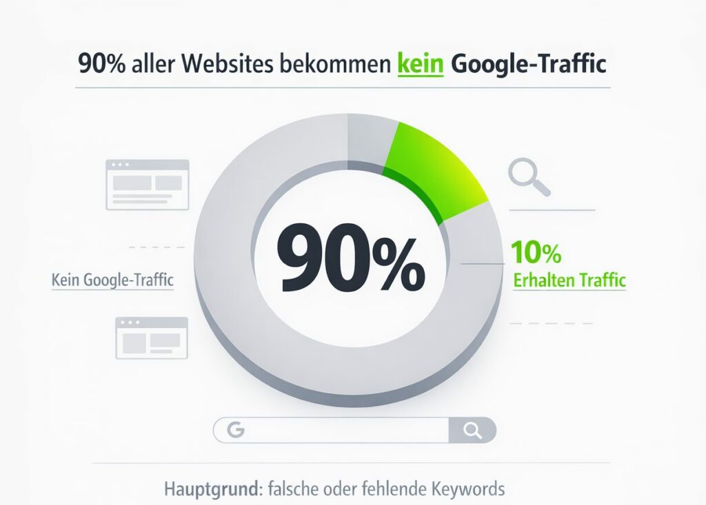 Infografik: 90 Prozent aller Websites erhalten keinen Google-Traffic, Hauptgrund sind falsche oder fehlende Keywords