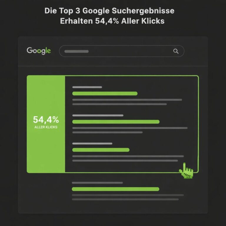 Infografik: Die ersten drei Google-Suchergebnisse erhalten 54,4 Prozent aller Klicks