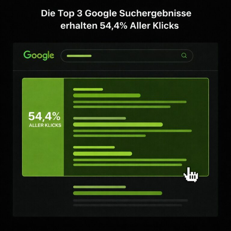 Infografik: Die ersten drei Google-Suchergebnisse erhalten 54,4 Prozent aller Klicks