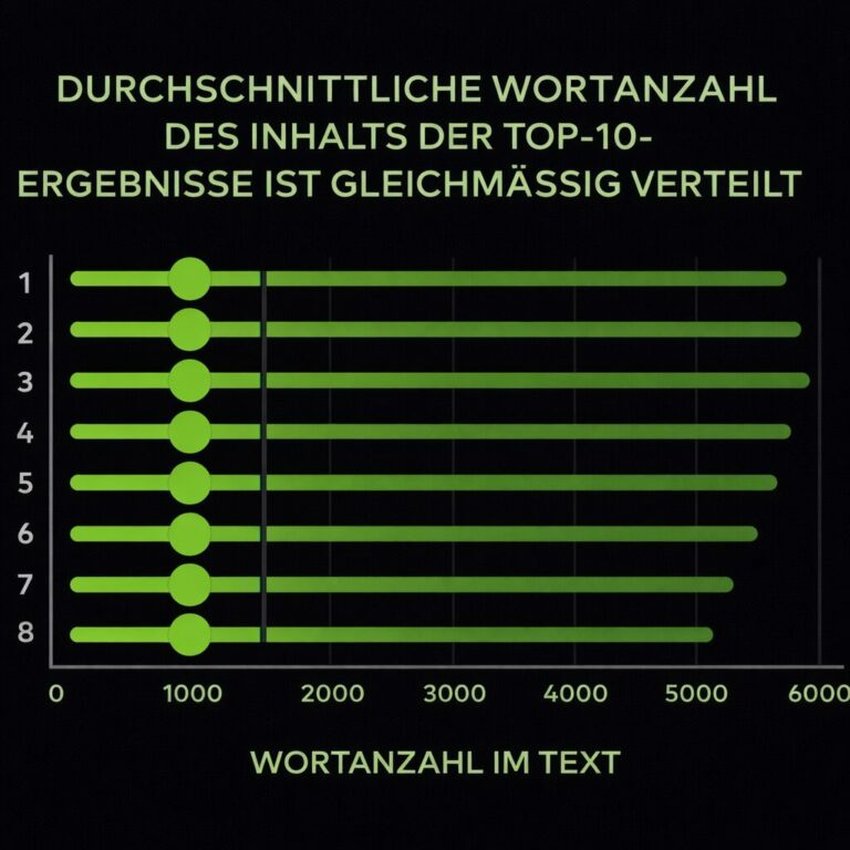 Diagramm: Die durchschnittliche Wortanzahl der Top-10-Ergebnisse ist über alle Positionen gleichmäßig verteilt